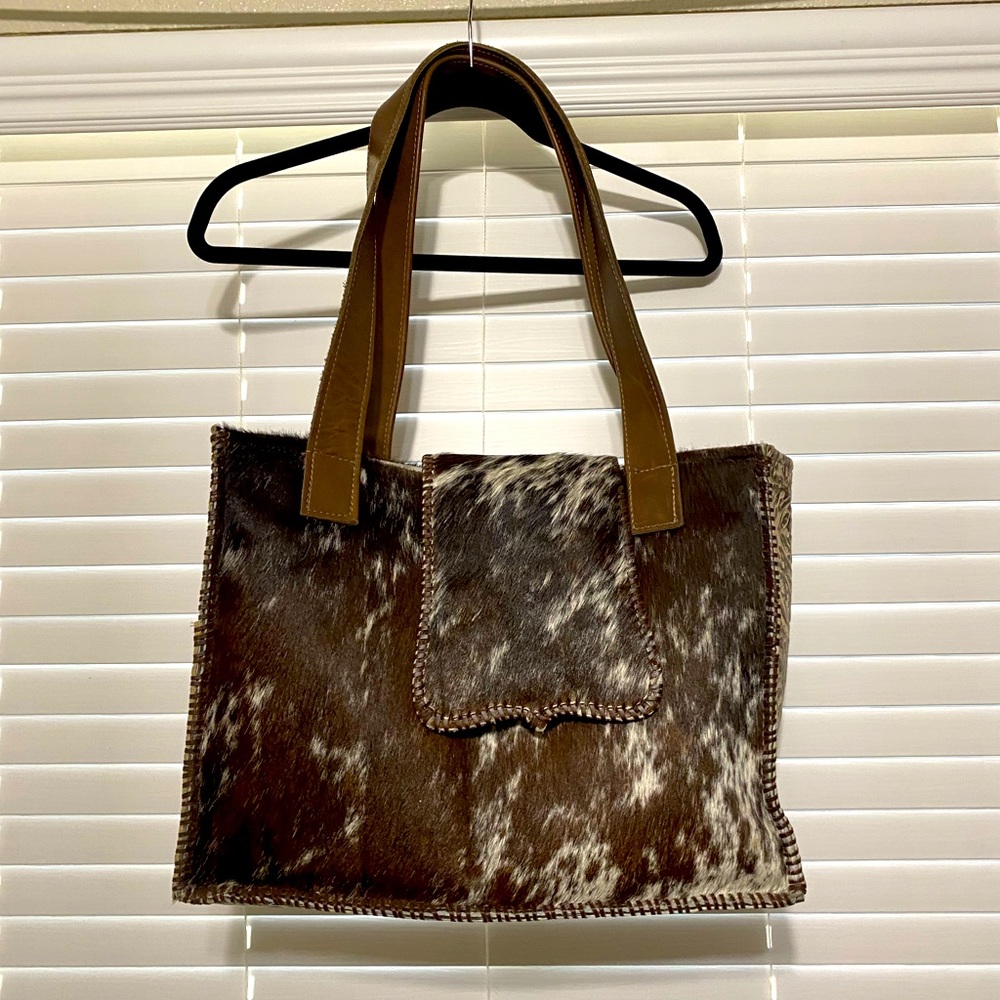 Large diaper/work bag. Cowhide and Tooled Leather